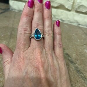 Genuine Blue Topaz Sterling Silver Teardrop Ring